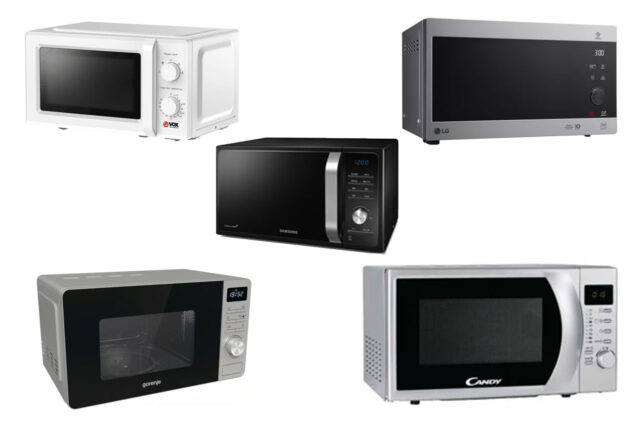 Pet modela mikrotalasnih različitih brendova: VOX, Samsung, LG, Gorenje i Candy, prikazani zajedno.